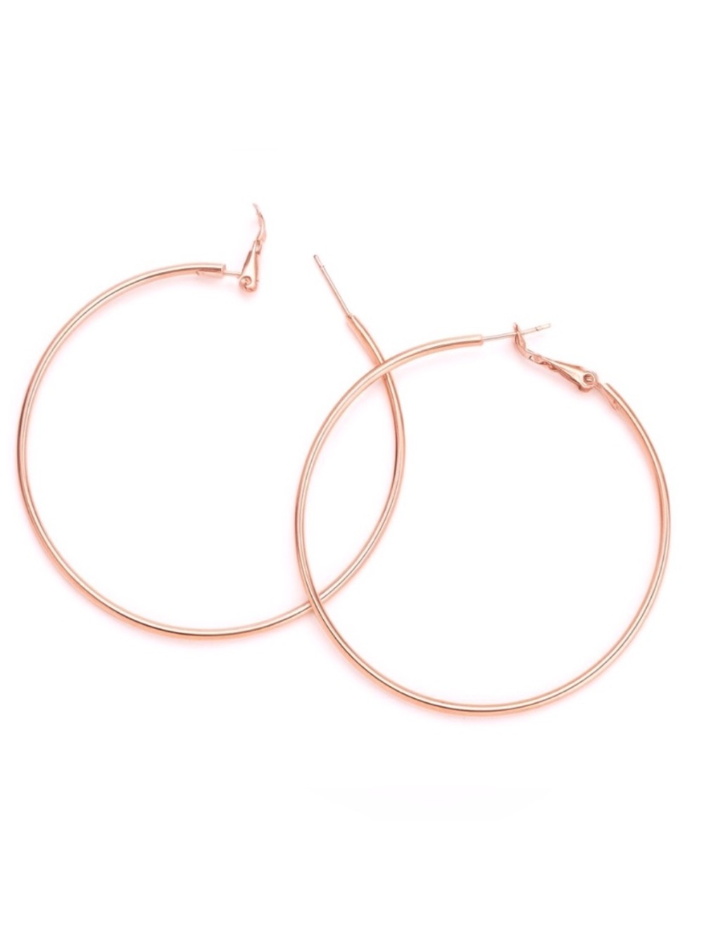 Rose Gold Stainless Steel Hoop Earrings Large 60mm Thin Hoops